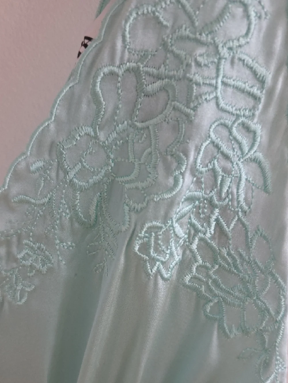 Zara Mint Green Embroidered Long Slip Dress - Picture 3 of 4